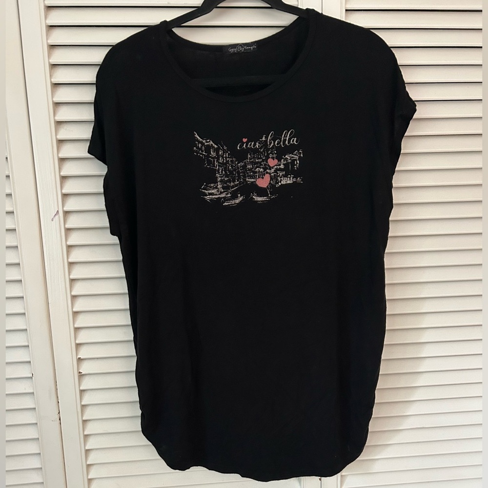 Chic Black Graphic Tee for Women